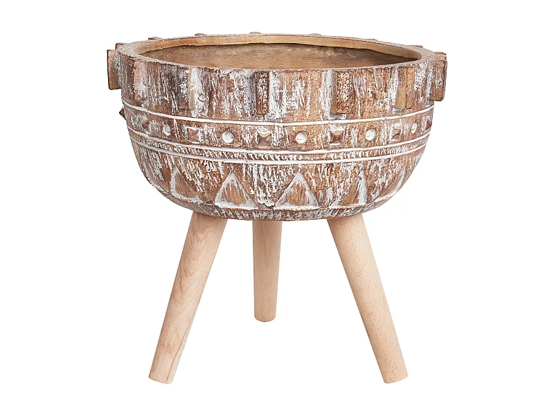 Cache-pot sur pied ASPLENIUM 37 cm Marron clair