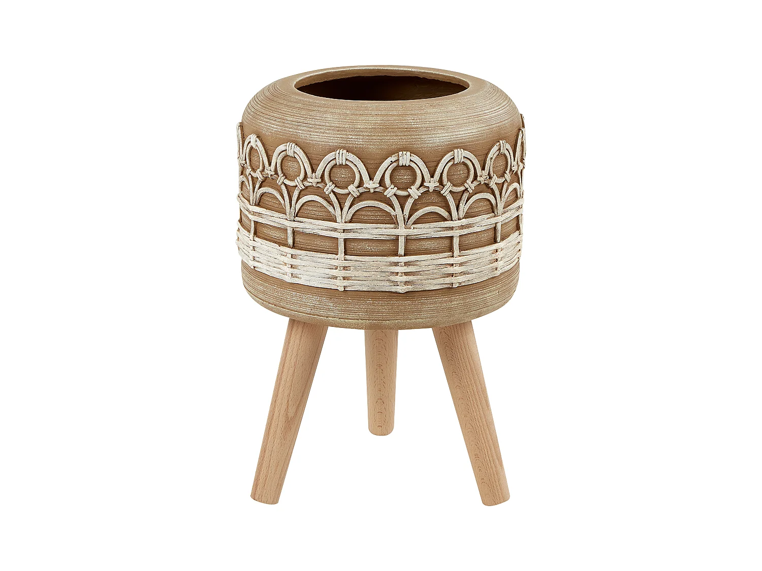 Cache-pot sur pied CYRTOMIUM 27 cm Marron clair