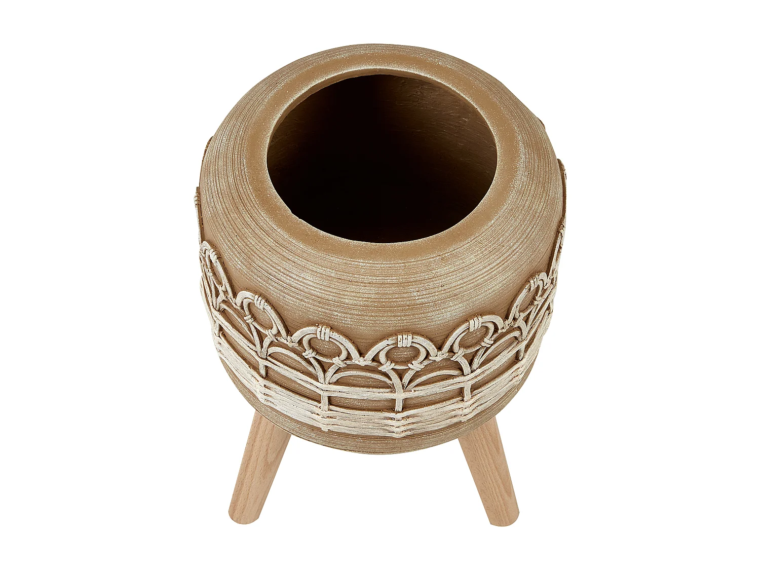 Cache-pot sur pied CYRTOMIUM Céramique 27 cm Marron clair