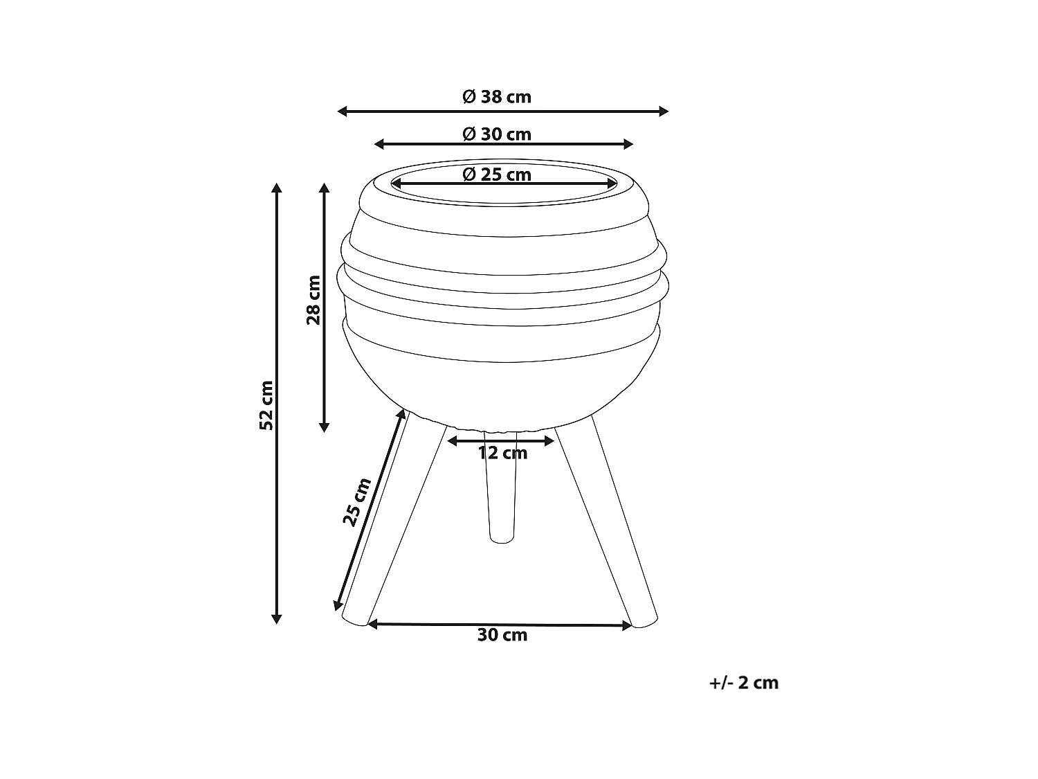 Verhoogde bloempot ATHYRIUM Keramiek 38 cm Beige
