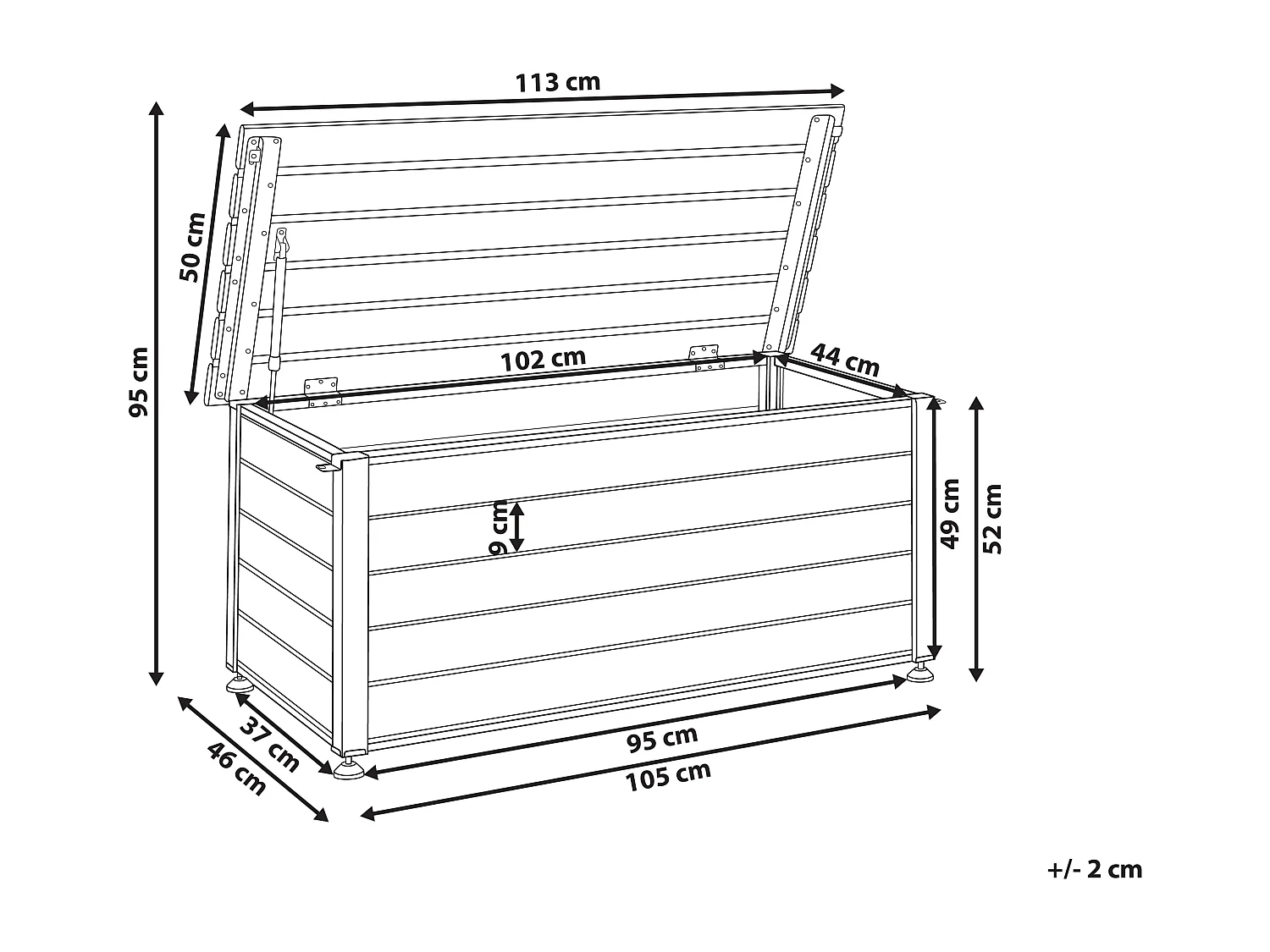 Kussenbox CAMPALTO Metaal 113 cm 50 cm Donkergrijs