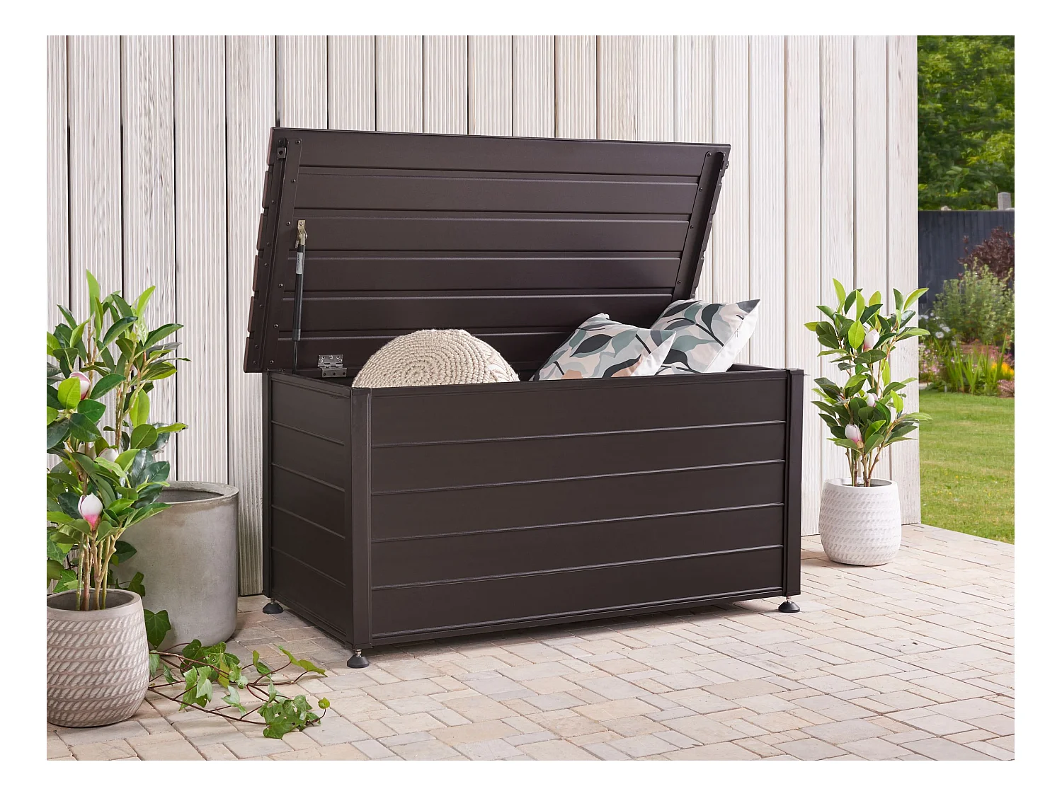 Aufbewahrungsbox CAMPALTO Metall 123 cm 60 cm Dunkelbraun