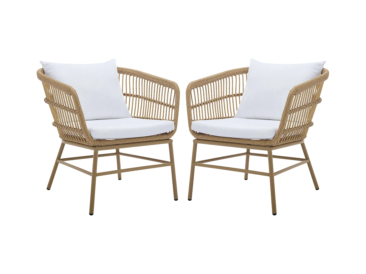 Lot de 2 fauteuils de jardin en résine tressée - Naturel clair - LOUSINI de MYLIA