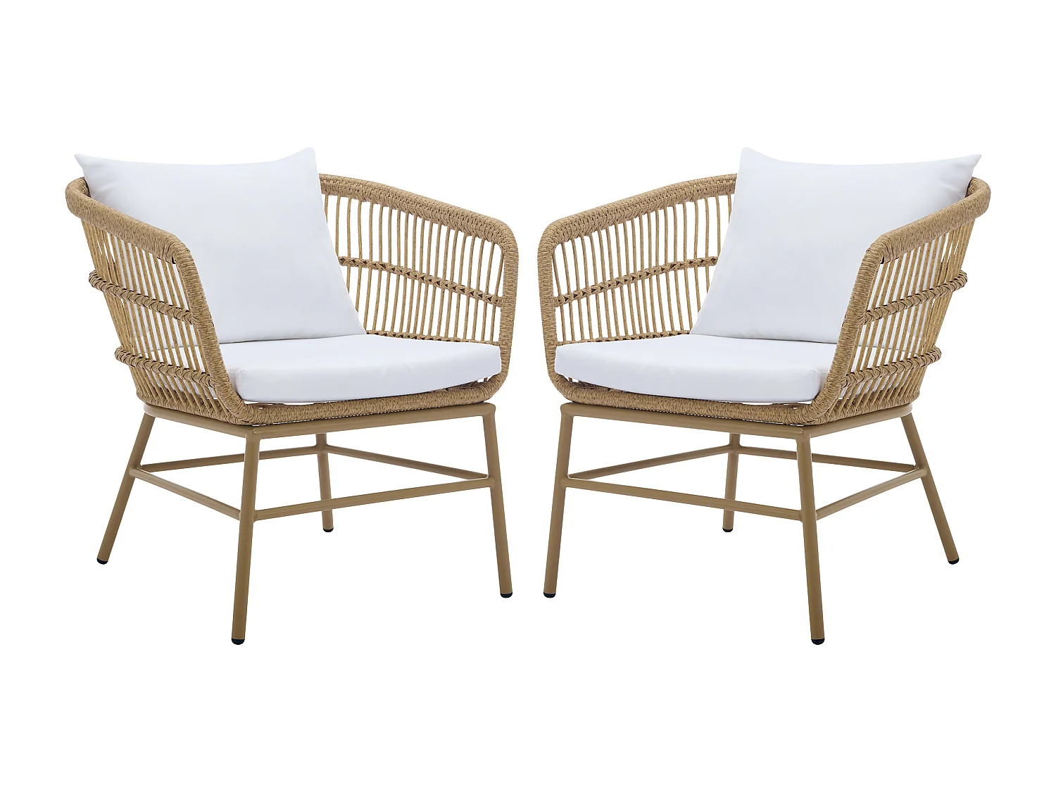 Lot de 2 fauteuils de jardin en résine tressée - Naturel clair - LOUSINI de MYLIA