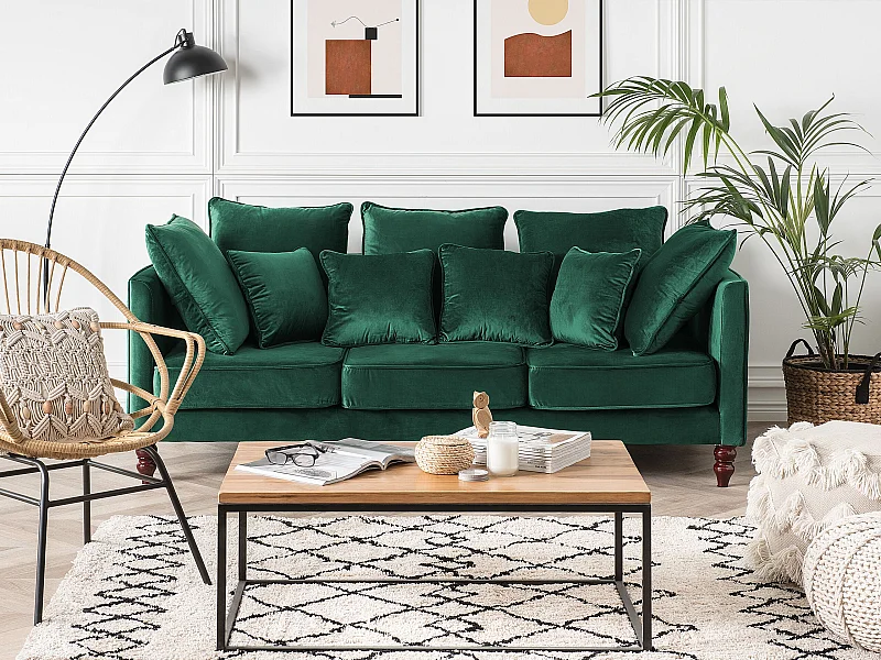 Sofa FENSTAD Welur Szmaragdowy dla 3 osób