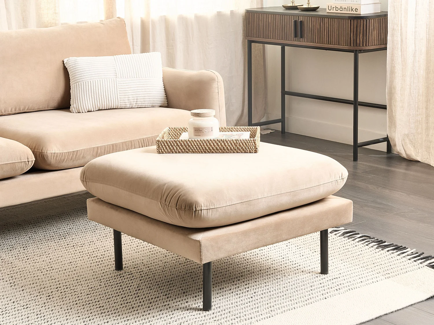Ottoman VINTERBRO Velours Beige