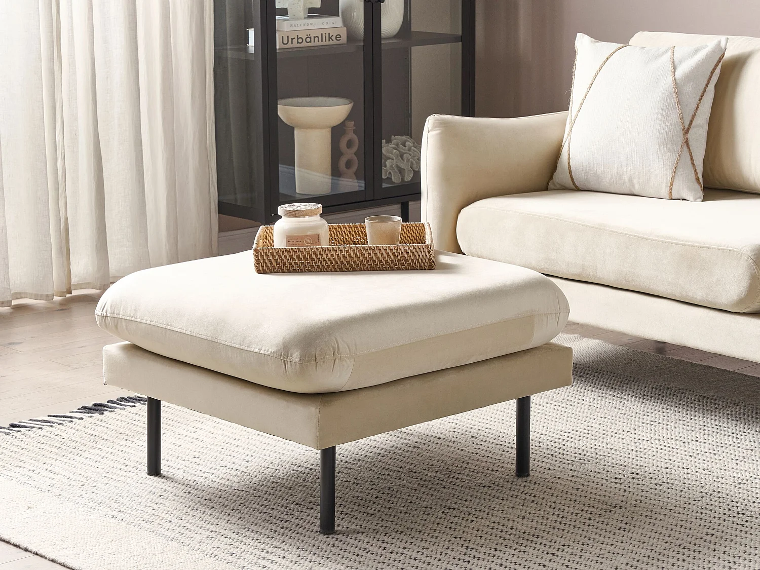Ottoman VINTERBRO Velours Beige clair