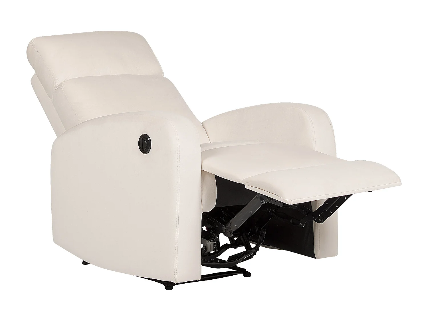 Fauteuil inclinable électrique VERDAL Repose-pieds inclus Velours Blanc cassé