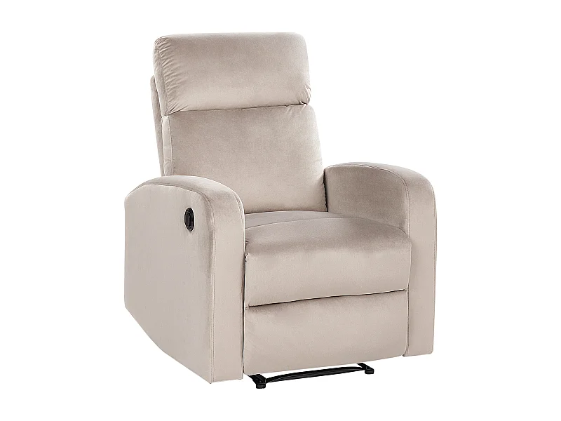 Fauteuil inclinable électrique VERDAL Repose-pieds inclus Velours Taupe