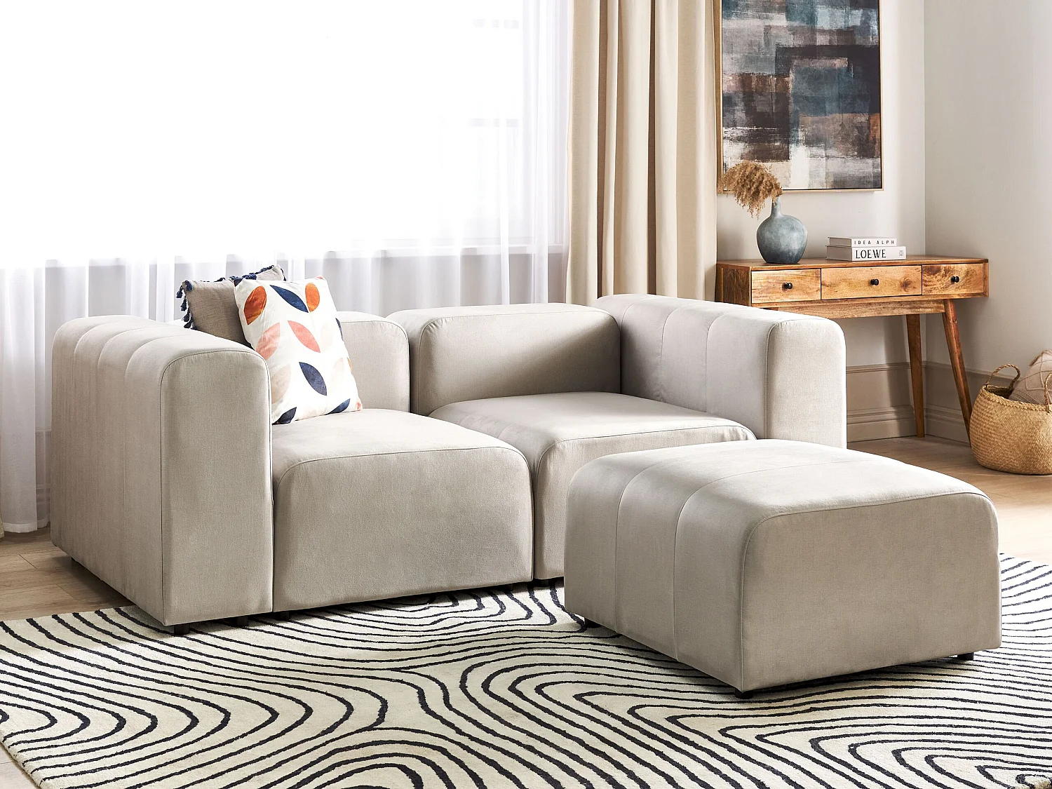 Ottomaan FALSTERBO Fluweel Beige