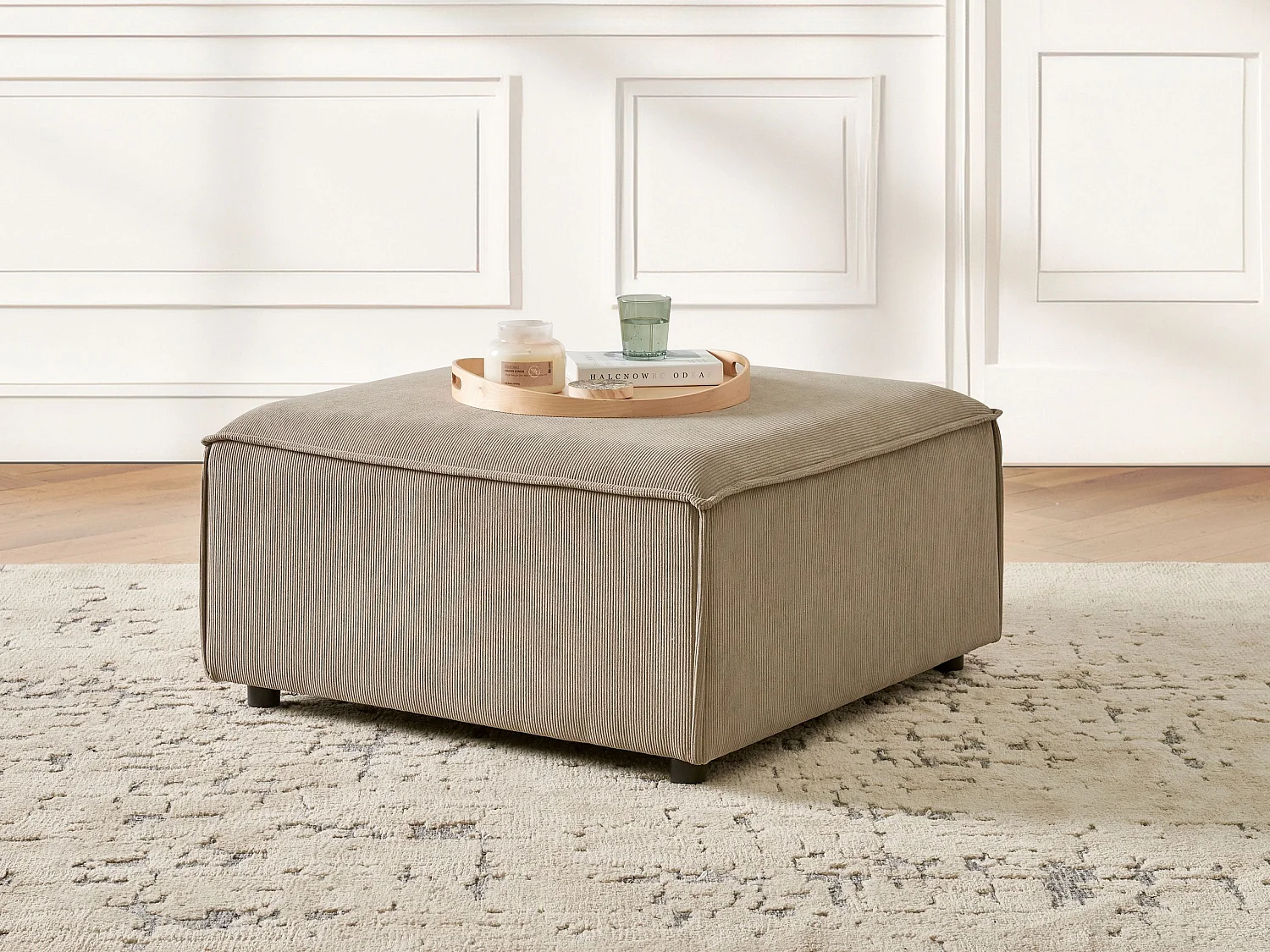 Ottoman ARDAL Velours côtelé Marron clair