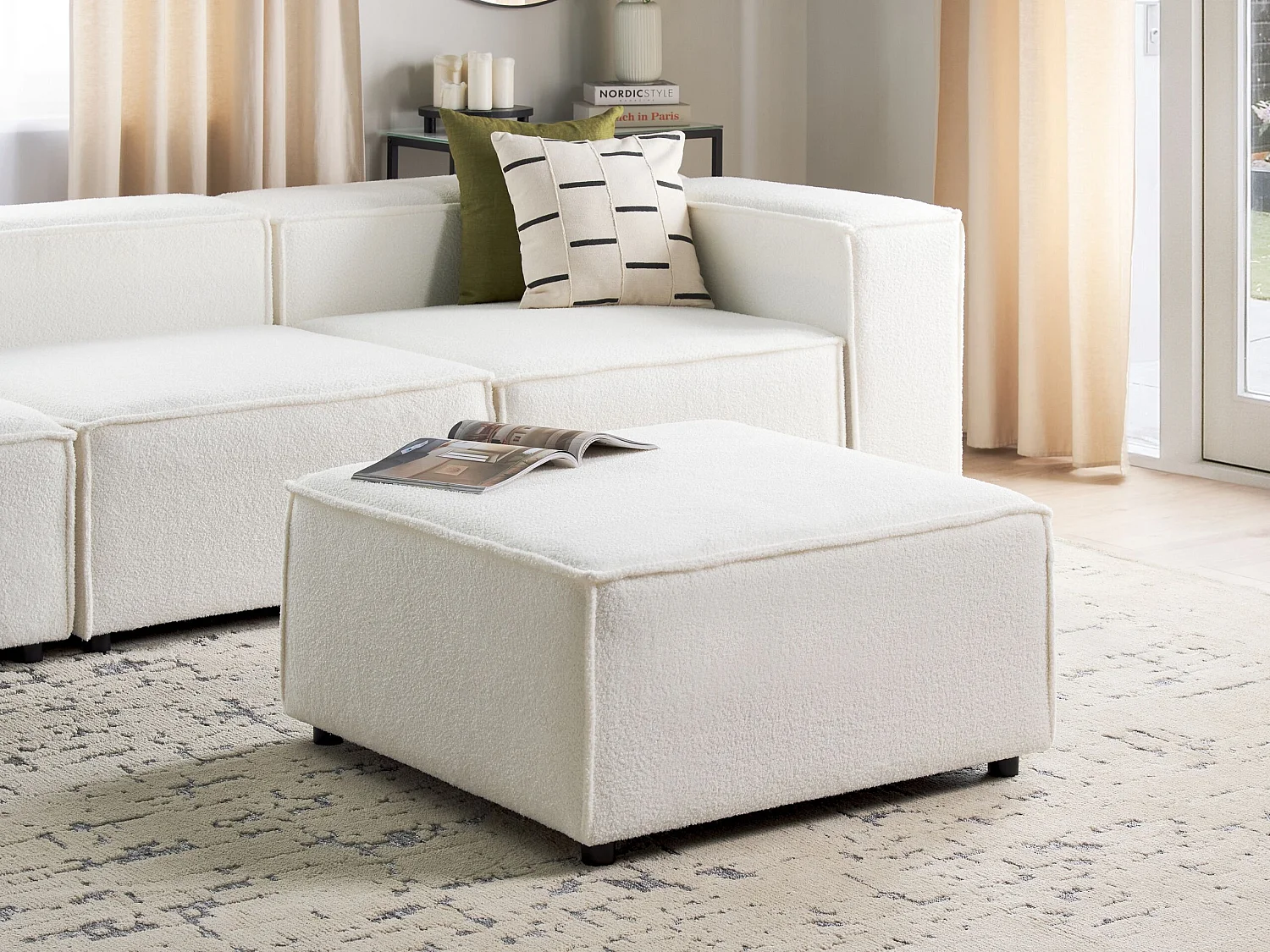 Ottoman ARDAL Bouclé Blanc cassé