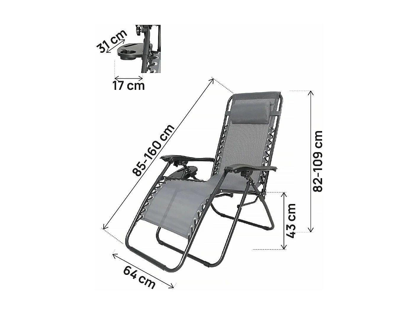 Relax-Gartensessel schwerelos "Sintra" - Grau