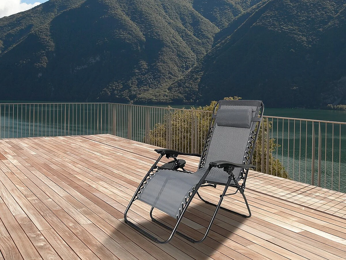 Fauteuil de jardin relax zéro gravité "Sintra" - Gris