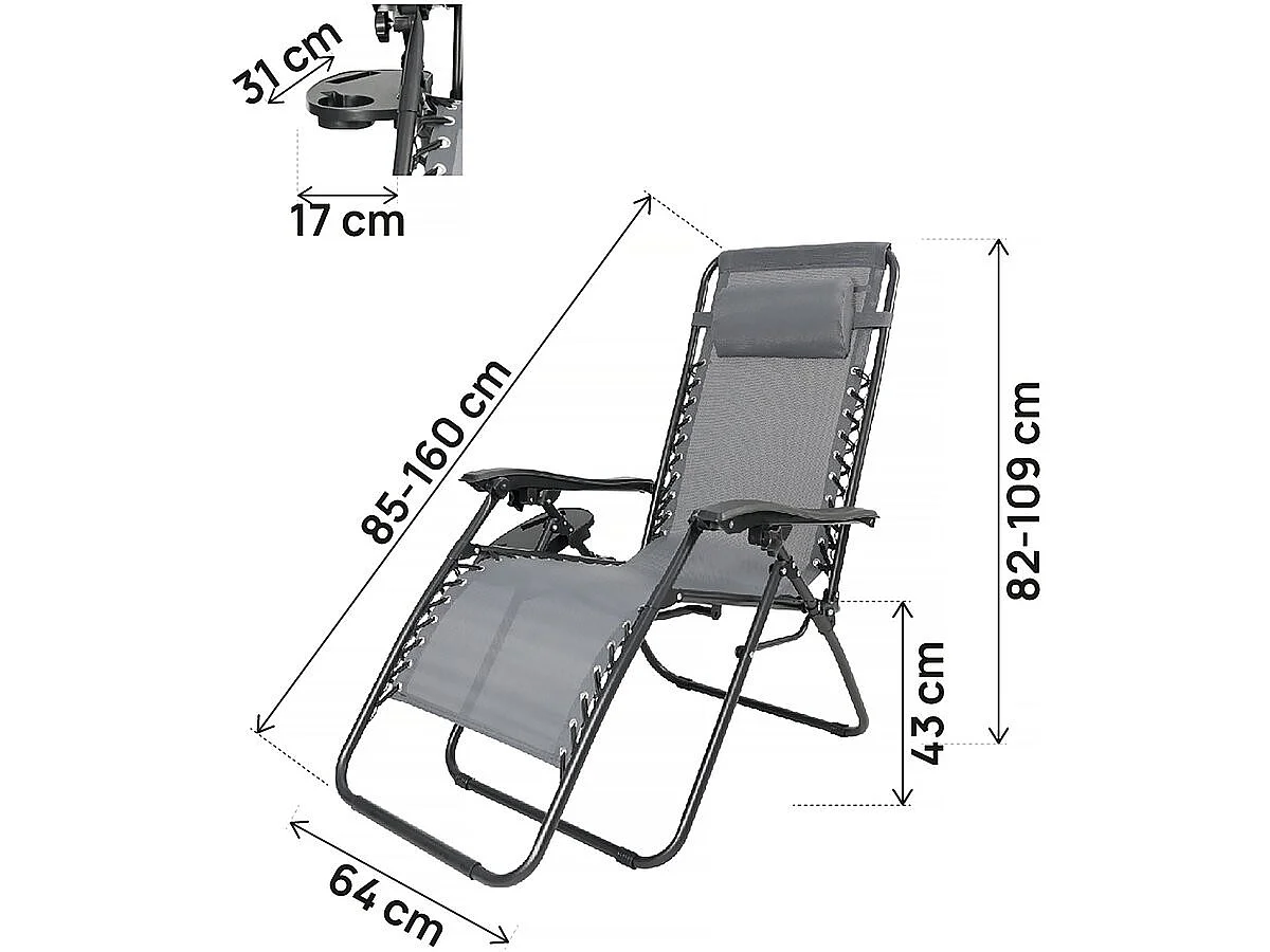 Fotel ogrodowy "Sintra" zero gravity recliner - szary