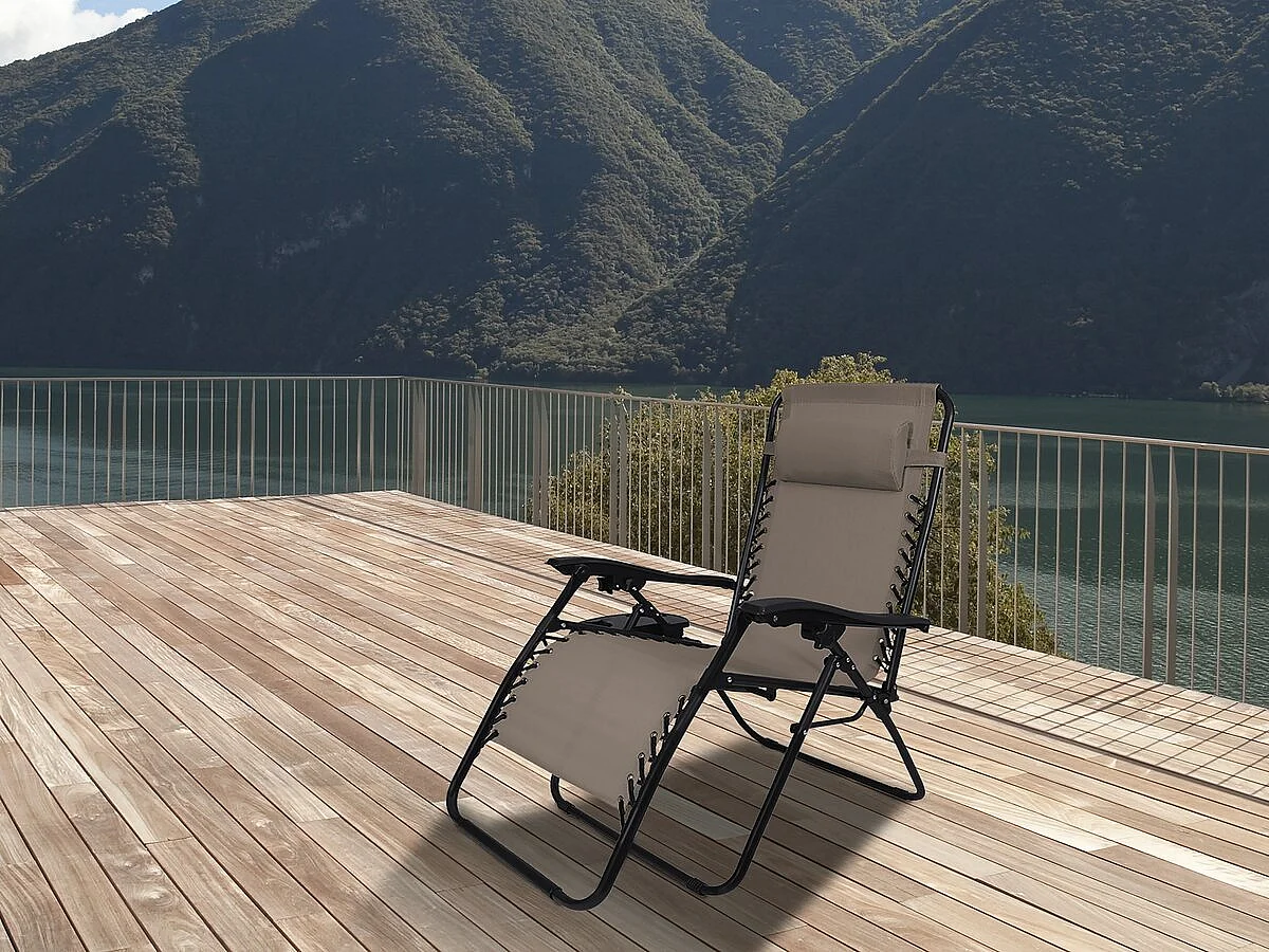 Fauteuil de jardin relax zéro gravité "Sintra" - Taupe