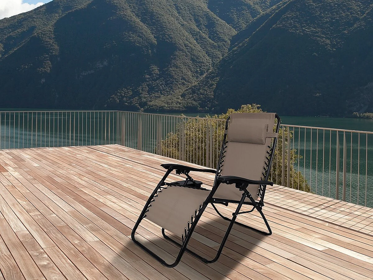 Sedia a sdraio da giardino relax "Sintra" - Taupe, confortevole e resistente alle intemperie