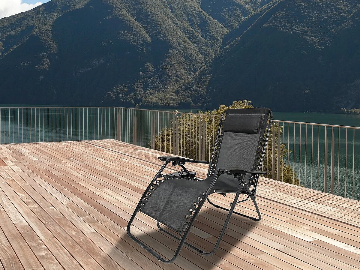 Fauteuil de jardin relax zéro gravité "Sintra" - Noir