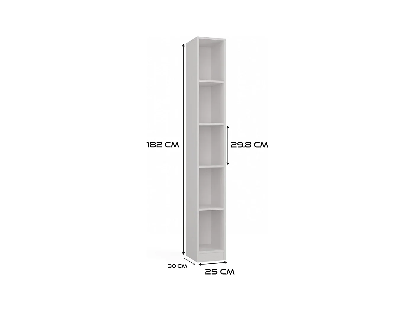Regał R25 | Biały | 25x30x182 |  Regał Wąski Do Biura/Pokoju