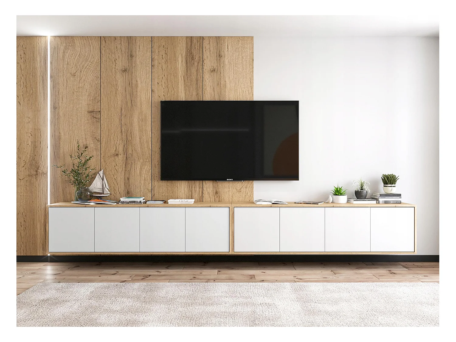 Szafka RTV NILA 4 150 dąb wotan/biała mat