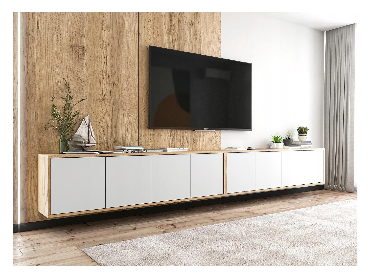 Szafka RTV NILA 4 150 dąb wotan/biała mat