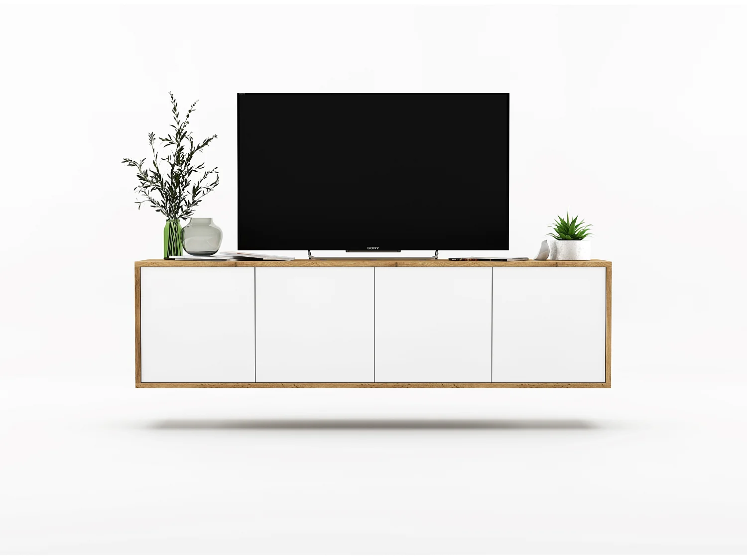 Szafka RTV NILA 4 150 dąb wotan/biała mat
