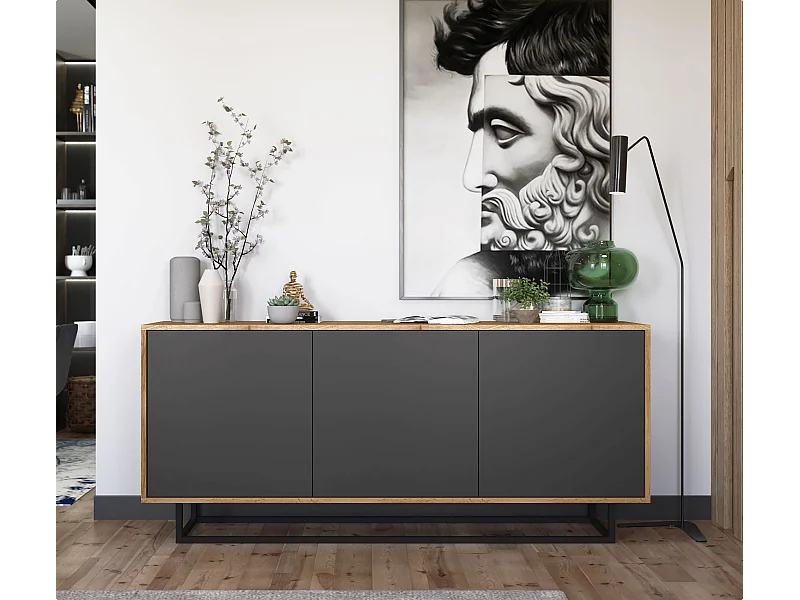 Komoda NILA 3D 168 dąb wotan/grafit mat