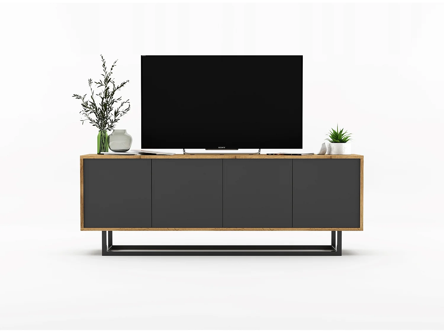 Szafka RTV NILA 3 150 dąb wotan/grafit mat