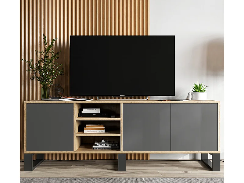 Szafka RTV NILA 6 150 dąb wotan/grafit mat