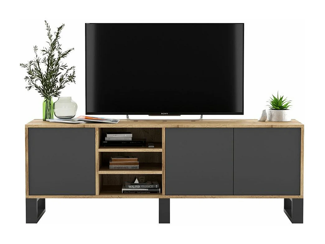 Szafka RTV NILA 6 150 dąb wotan/grafit mat