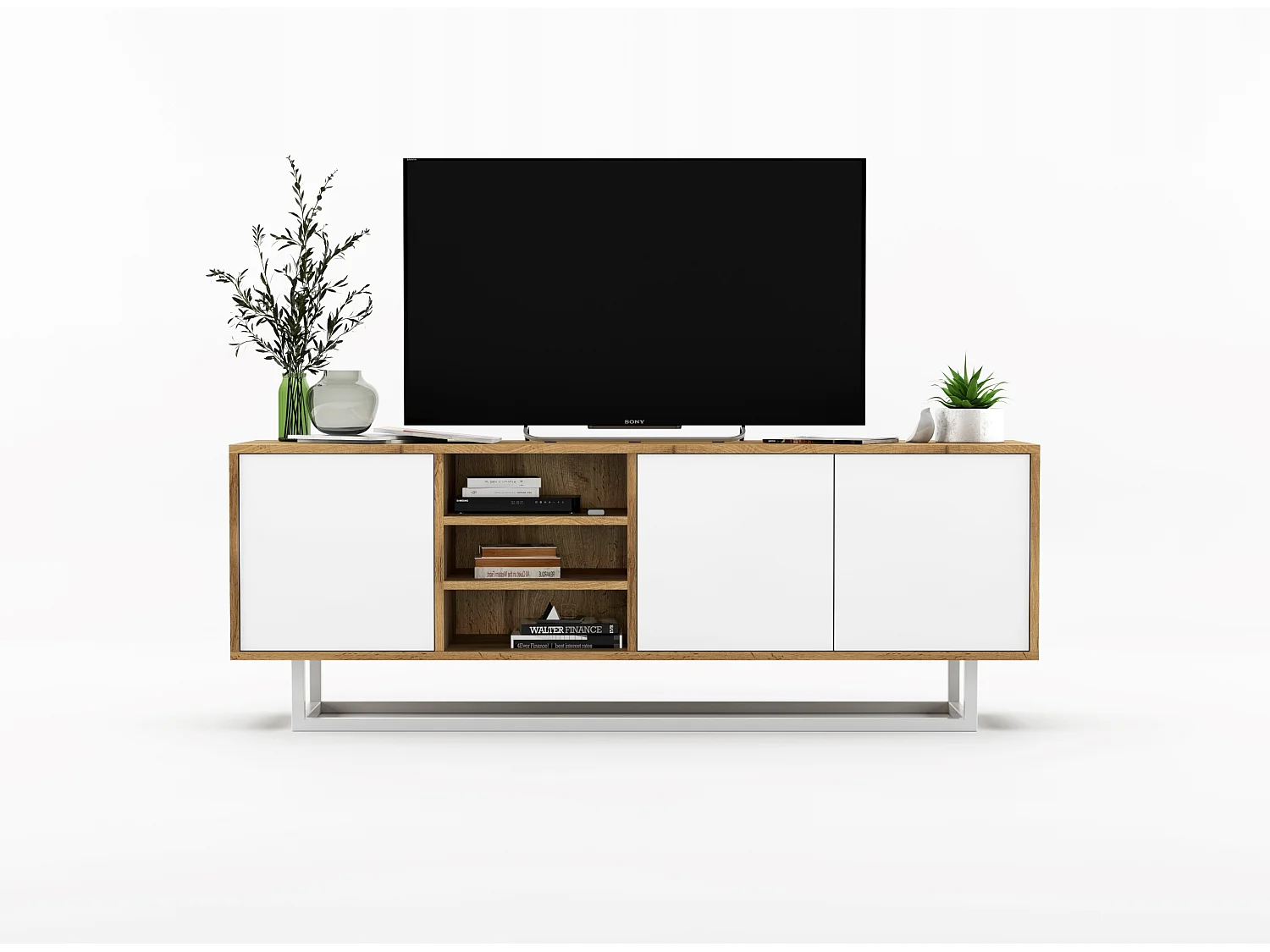 Szafka RTV NILA 1 150 dąb wotan/biała mat