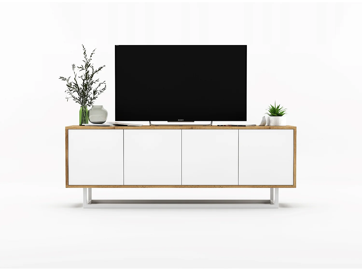 Szafka RTV NILA 3 150 dąb wotan/biała mat