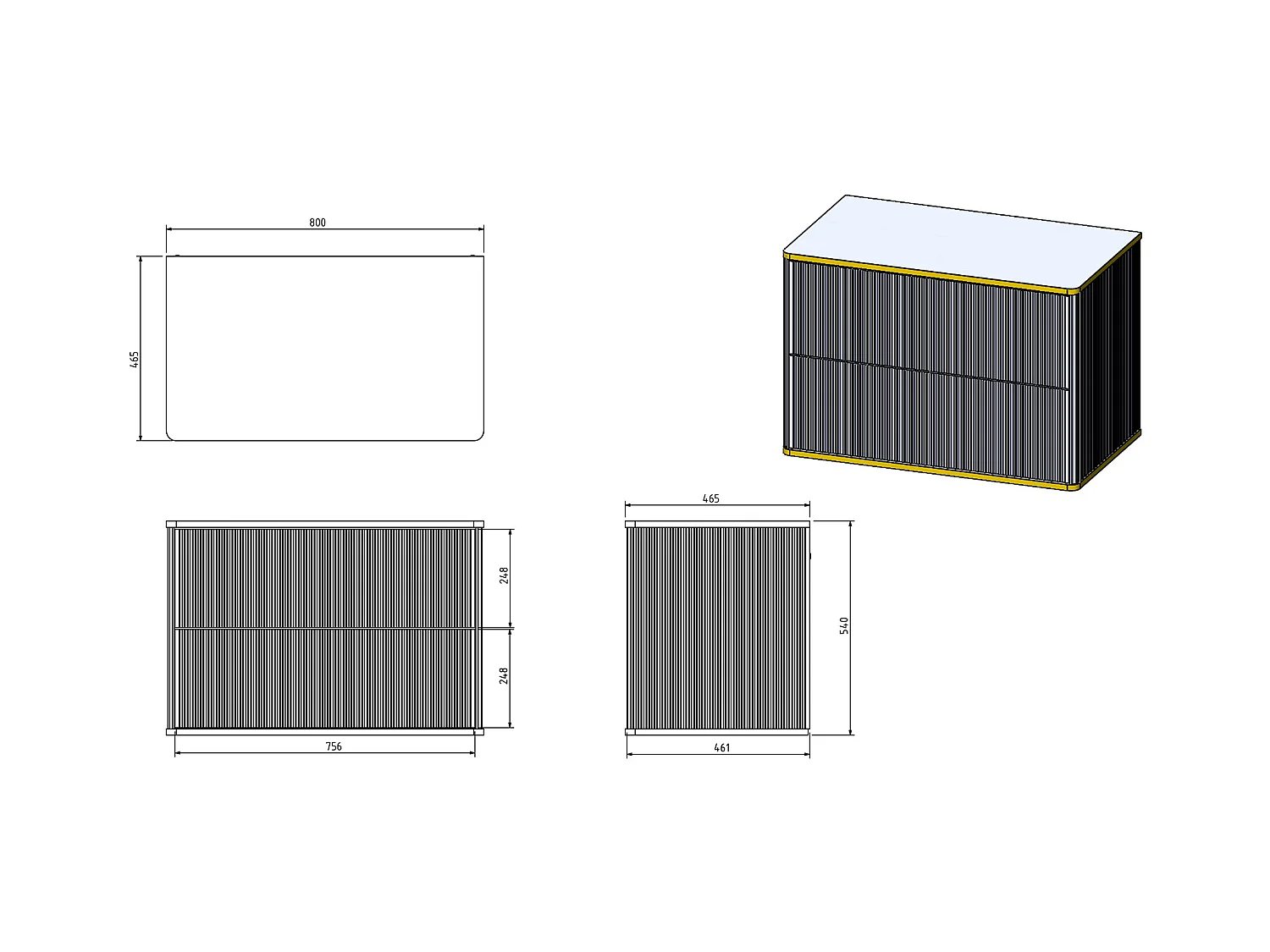 Hengende beige stripet baderomsmøbel med gullkant og rund nedsettingsvask - Beige - 80 cm - KELIZA