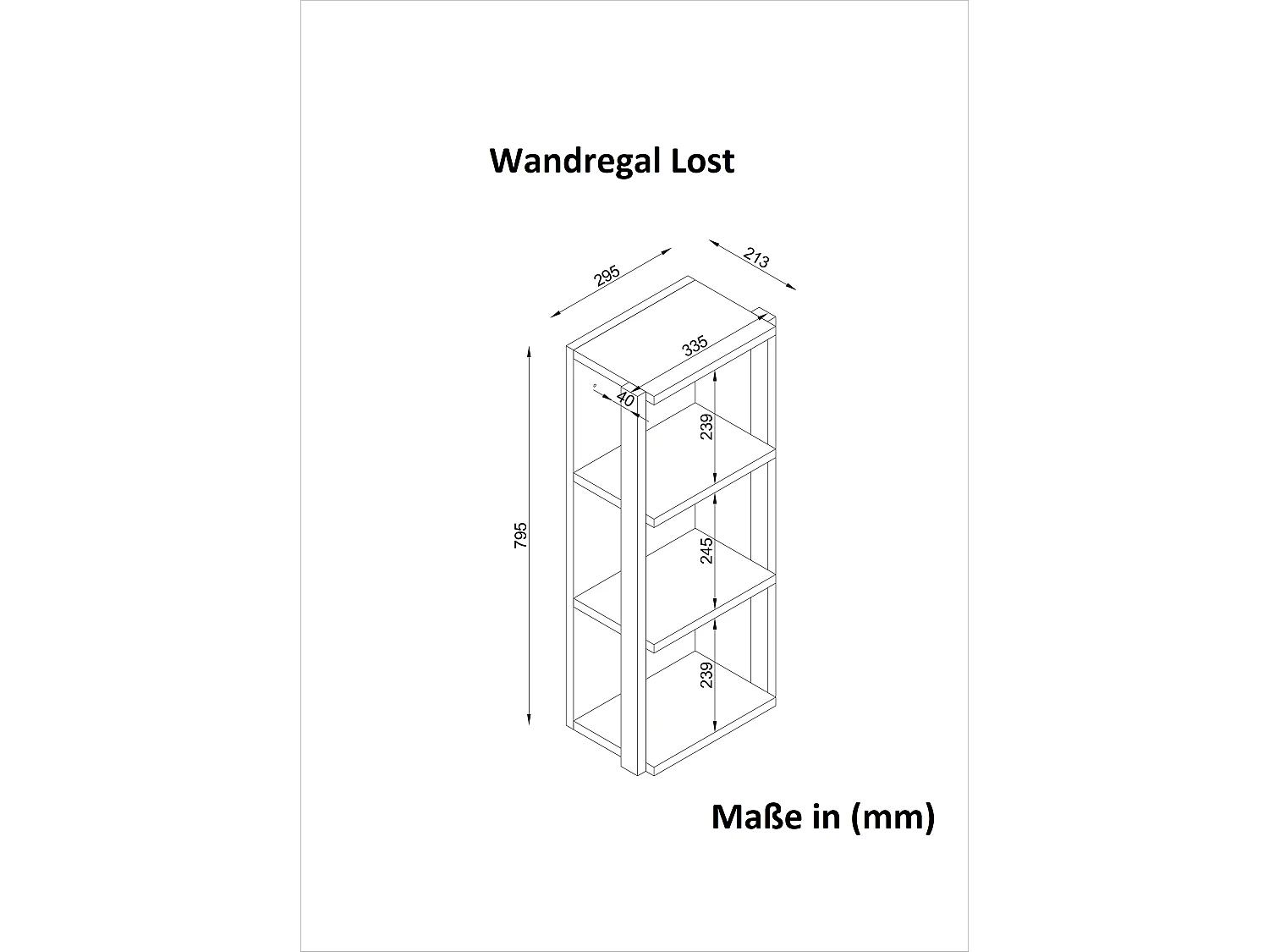Wandregal Lost mit Metallrahmen Walnuss