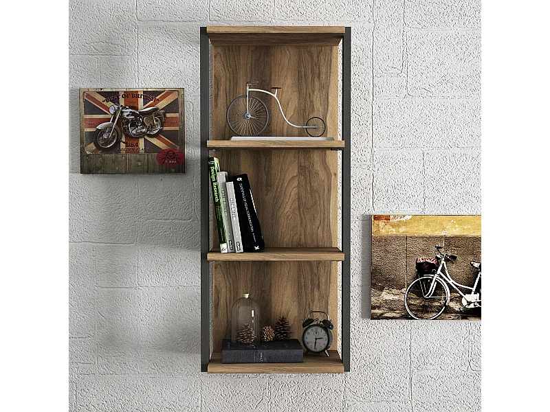 Wandregal Lost mit Metallrahmen Walnuss