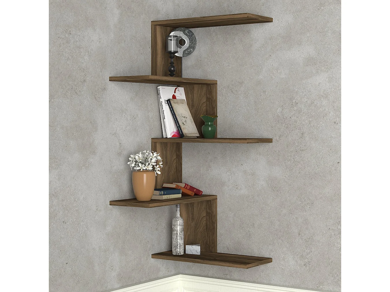 Wandregal Eckregal  Caniko Walnuss