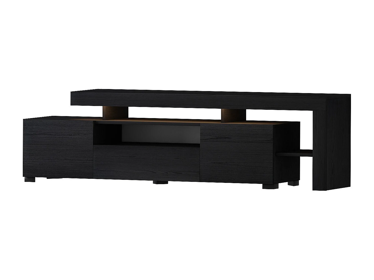 TV-Möbel mit LED-Beleuchtung Schwarz Modern 192 cm