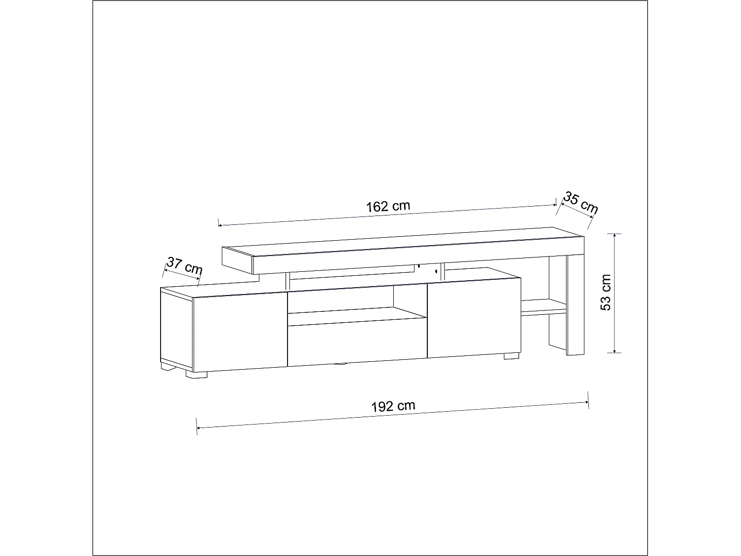 TV-Möbel mit LED-Beleuchtung Schwarz Modern 192 cm