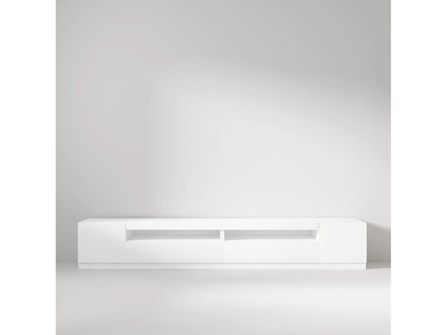 TV Lowboard Weiß mit LED-Leuchten Hochglanz 9178