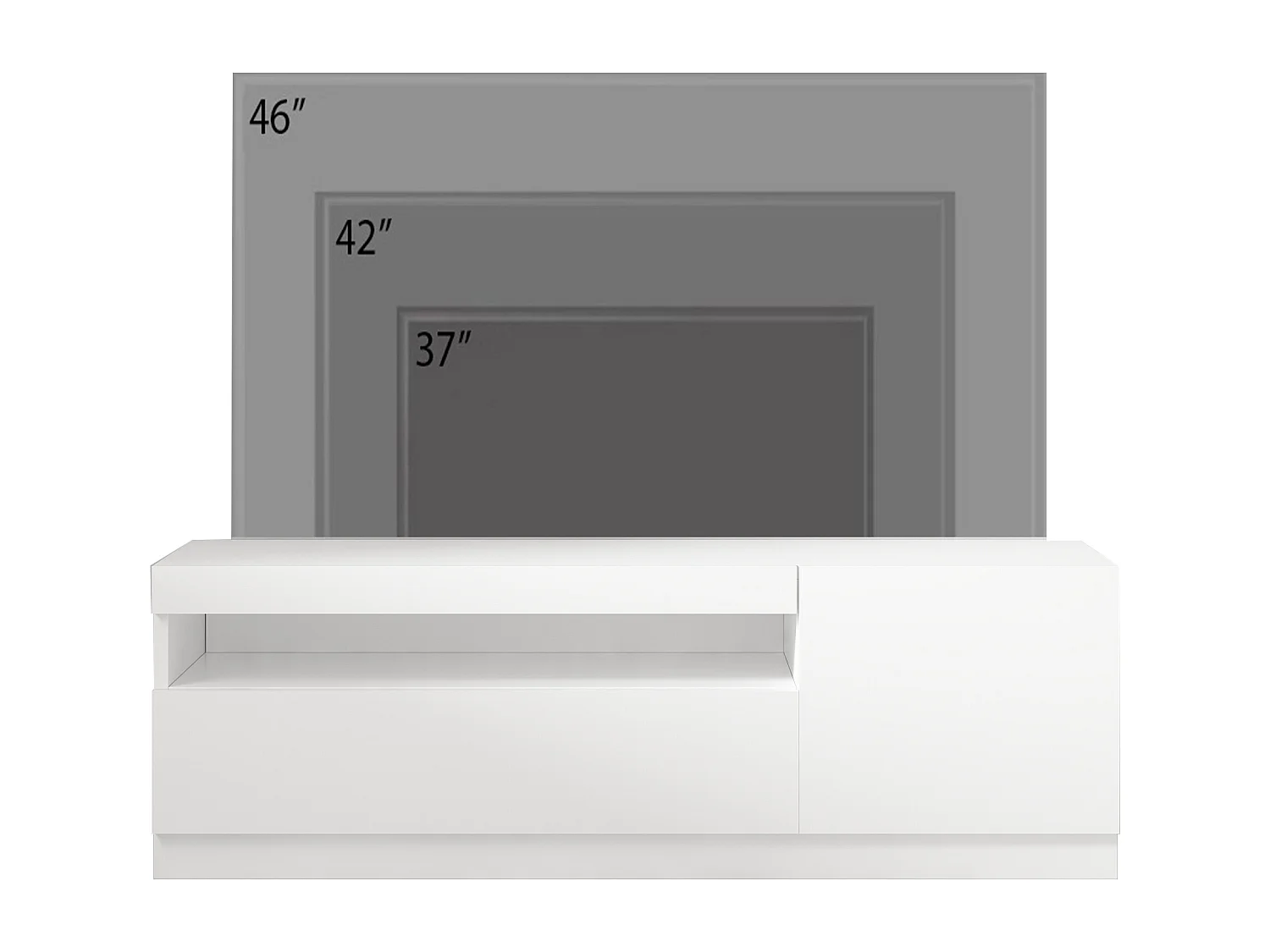 TV Lowboard Weiß mit LED-Leuchten Hochglanz Rechts 1/2 9475