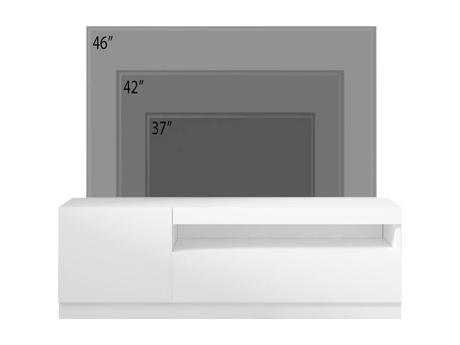 TV Lowboard Weiß mit LED-Leuchten Hochglanz Links 2/2 9482