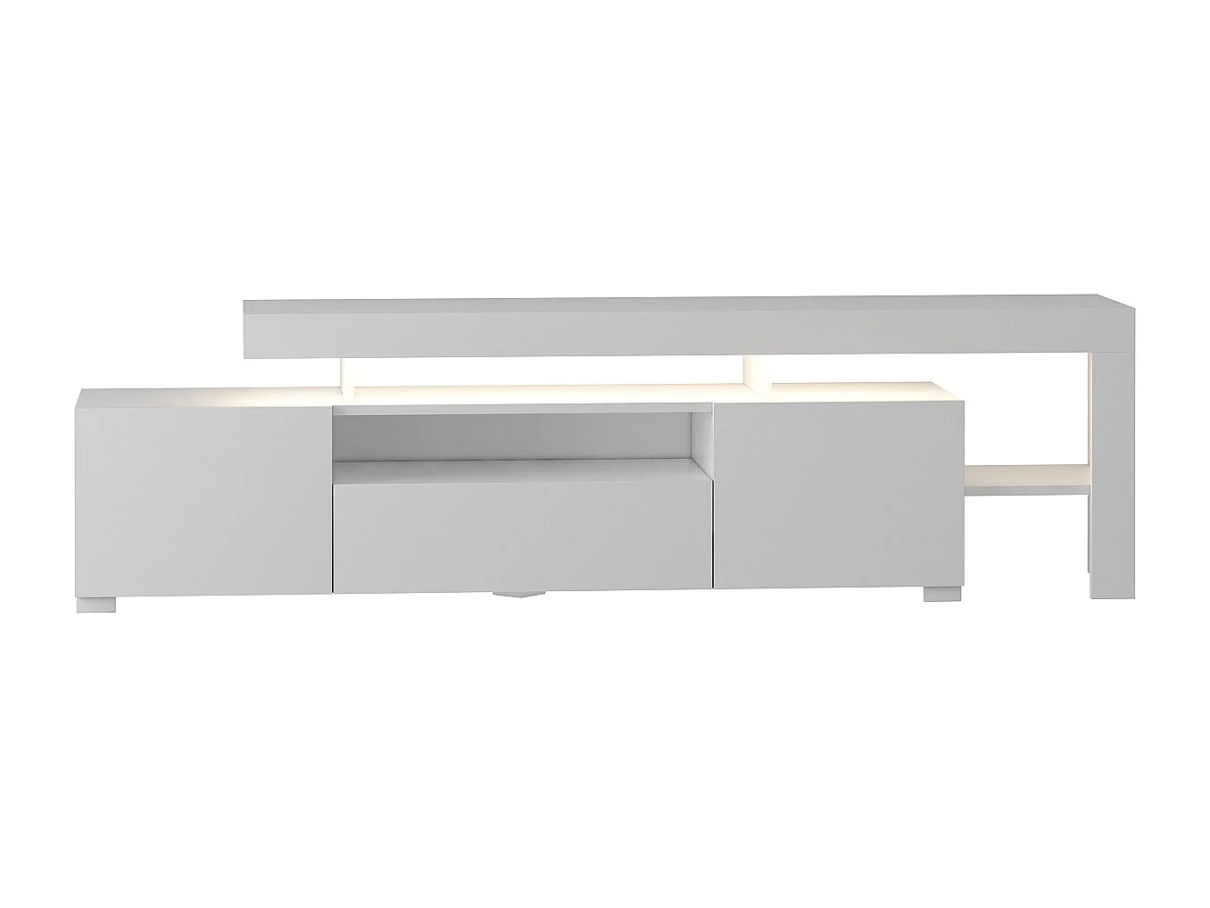 TV Lowboard Weiß mit LED-Leuchten Hochglanz 9048