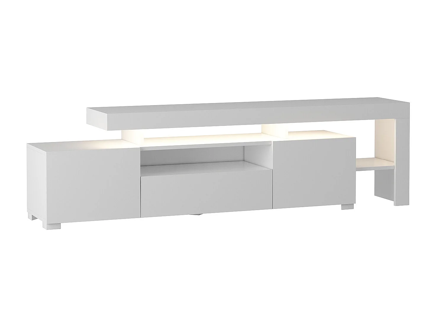 TV Lowboard Weiß mit LED-Leuchten Hochglanz 9048