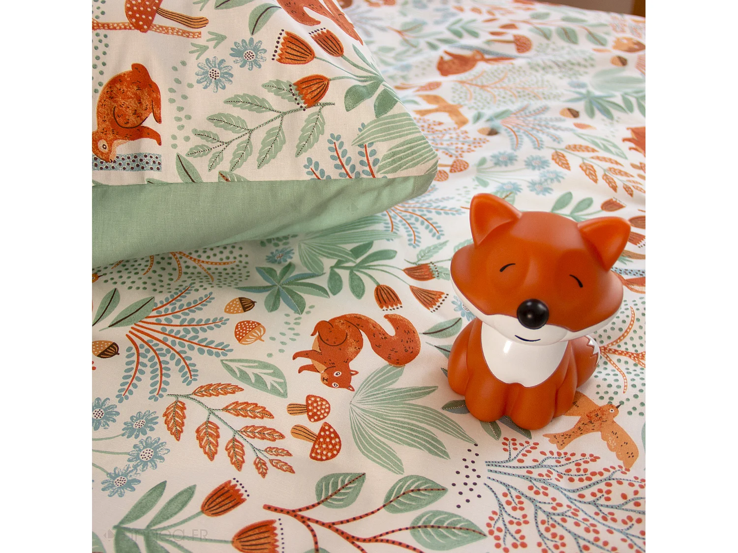 Parure de lit enfant 140x200cm PIERROT pur coton BCI MIG vert 2 pièces