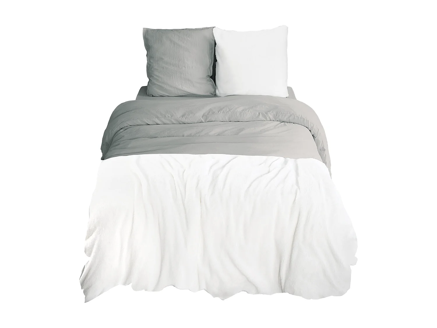 Parure de lit 3 pièces 240x220 cm microfibre et sherpa SHERPA Gris