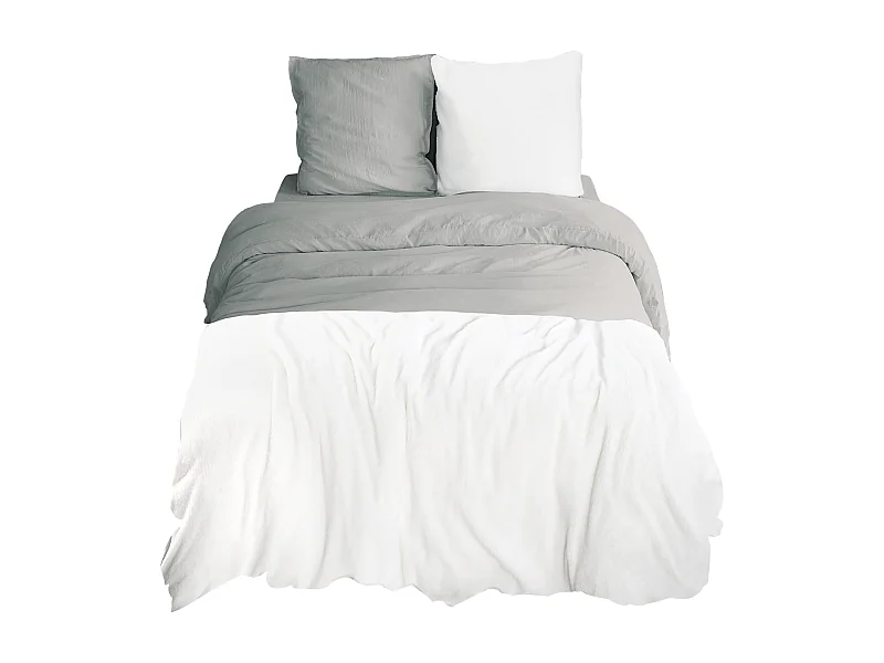 Parure de lit 3 pièces 240x220 cm microfibre et sherpa SHERPA Gris