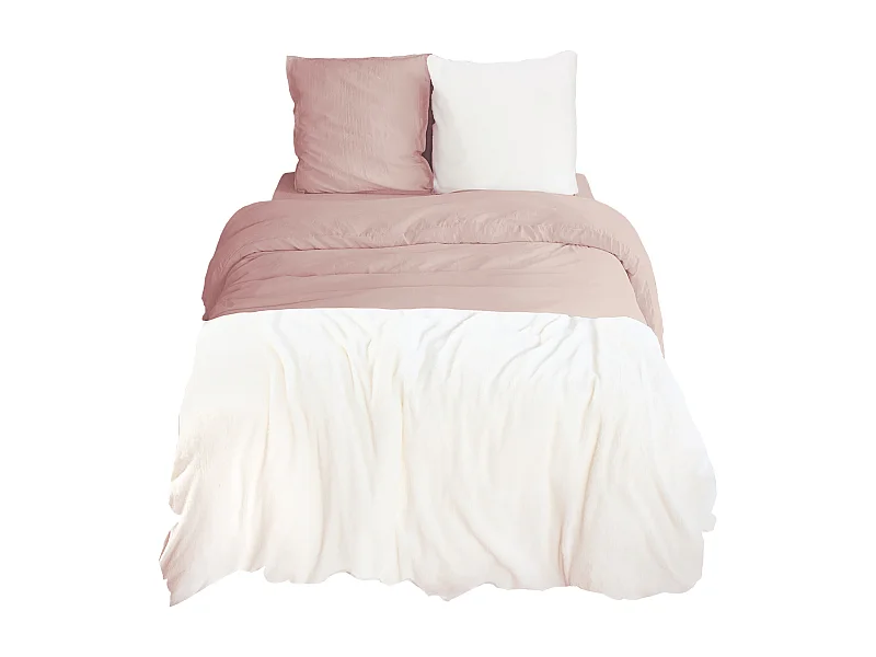 Parure de lit 3 pièces 260x240 cm microfibre et sherpa SHERPA Rose