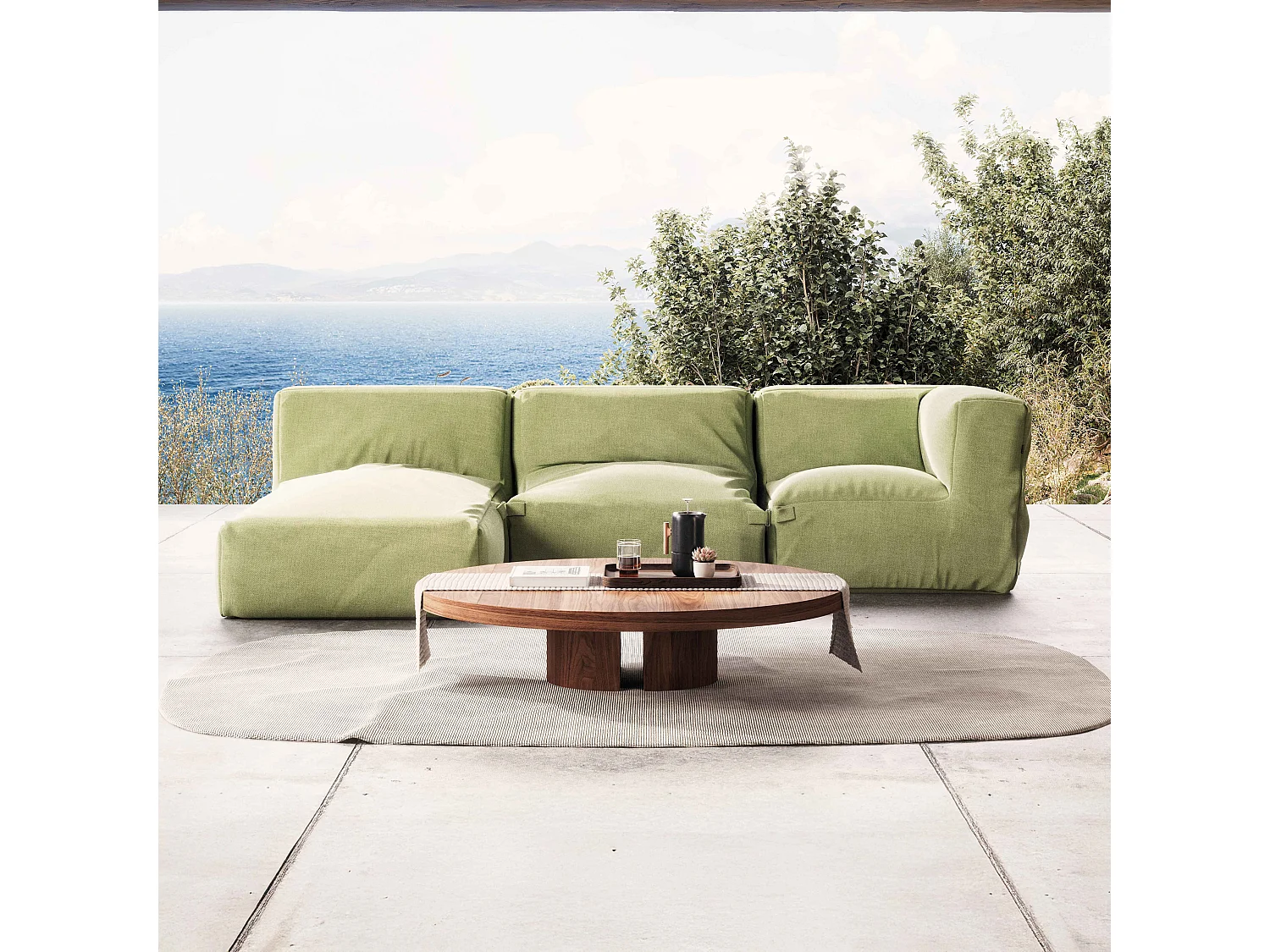 Salon de jardin modulable 3 places vert cactus - Mixi