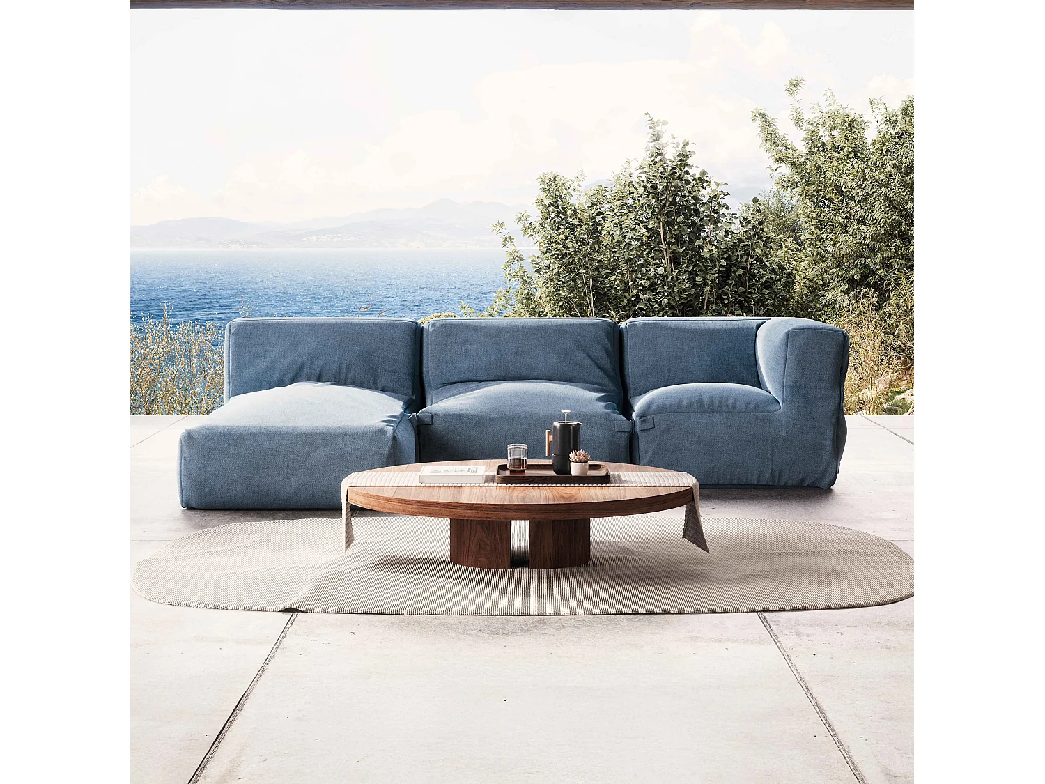 Salon de jardin modulable 3 places bleu pacific - Mixi