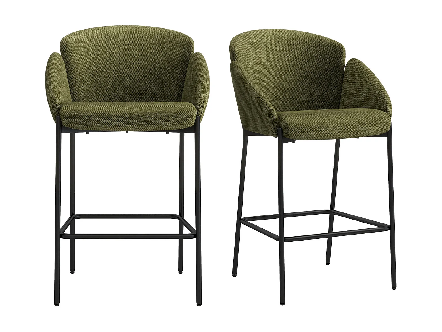 CANDICE-Sedia da bar in tessuto verde (x2)